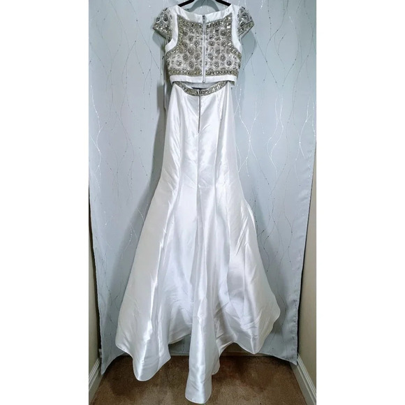 NWT Mac Duggal White Two Piece Formal Pageant Gown $598 - Picture 5 of 10